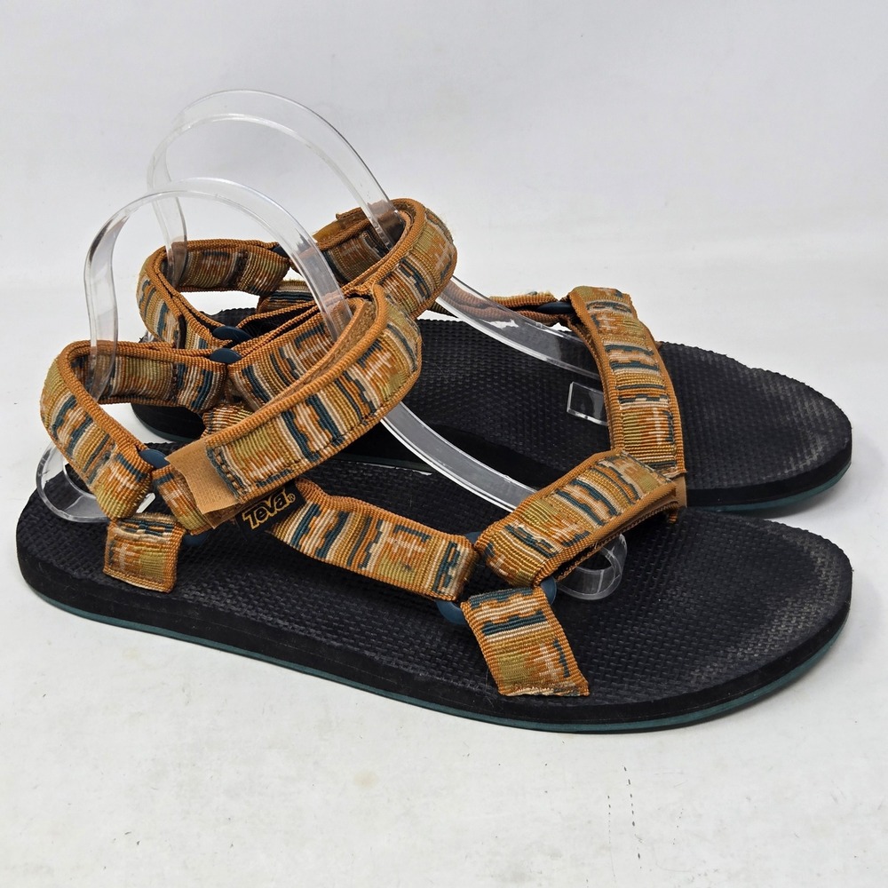 Teva Original Universal Mens 10 Sandals Geometric Orange Teal 1008659 F3015D